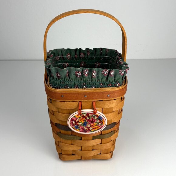 Longaberger 1992 Shades Of Autumn Basket Fabric Liner Plastic Protector & Tie-On - Picture 1 of 9
